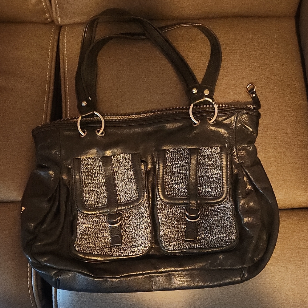 The Sak Black and Gray Shoulder Bag